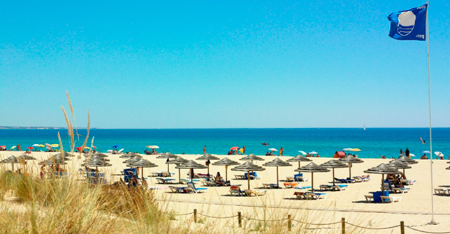 Clean Beach Operation Starts in Albufeira. Beach with Blue Flag