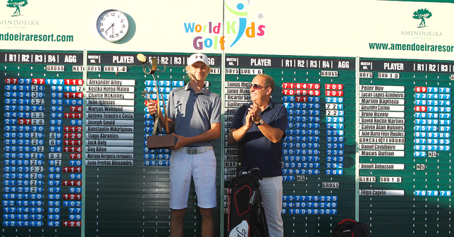 World Kids Golf - Peter Hov, the 2019 World Kids Golf Champion, and Custódio Moreno from the IPDJ Algarve Delegation- Photo by Ramiro de Jesus